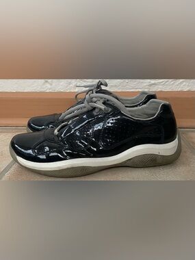 Prada America's Cup Sneakers Navy Blue Patent Leather Men 7.5 Low Top Sneakers